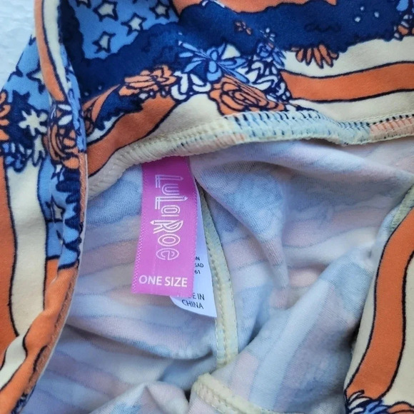 LuLaRoe OS Leggings USA AMERICA BLACK Military LE Flag STAR Patriotic Stretch - Picture 3 of 10